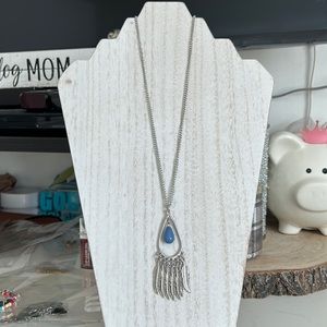 Long elegant silver necklace